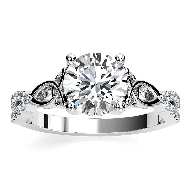 engagement rings with princess-cut sapphires and diamonds-Pavonia - Round Lab Diamond Engagement Ring VS2 F (IGI Certified)