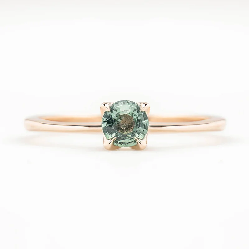 engagement rings with radiant diamonds and sapphire accents-Sara Ring 4.5mm 0.40ct Aqua Green Unheated Madagascar Sapphire 14K Rose Gold