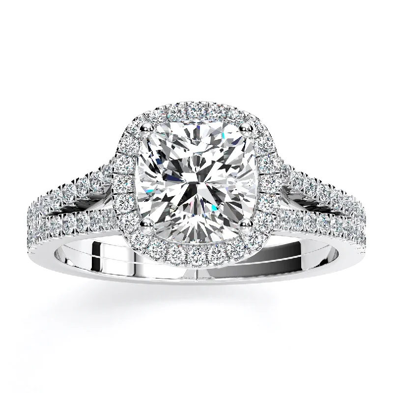 engagement rings with radiant-cut diamonds and sapphires-Silene - Cushion Lab Diamond Engagement Ring VS2 F (IGI Certified)