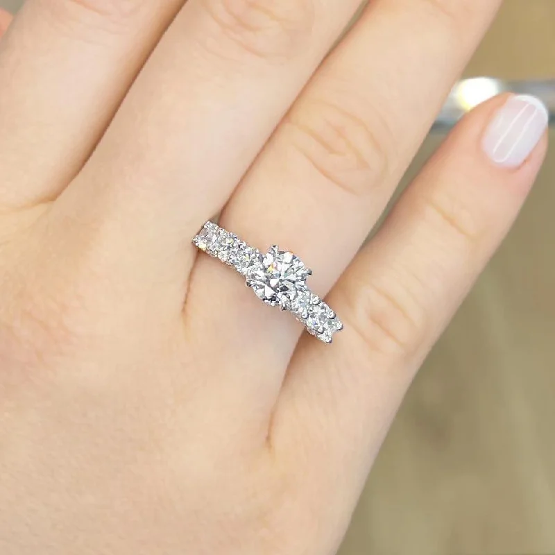 women’s engagement rings with vintage diamonds and sapphires-Skylar Shared Prong Lab Grown Diamond Engagement Ring