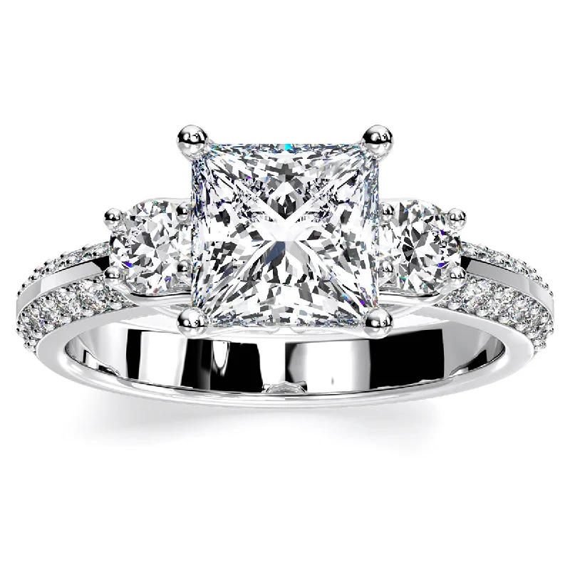 women’s rings with large emerald-cut diamonds and sapphires-Thistle - Princess Lab Diamond Engagement Ring VS2 F (IGI Certified)