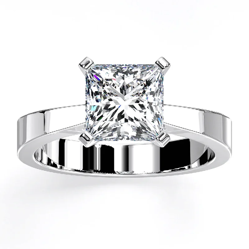 women’s engagement rings with custom-designed diamonds and sapphires-Zahara - Princess Lab Diamond Engagement Ring VS2 F (IGI Certified)