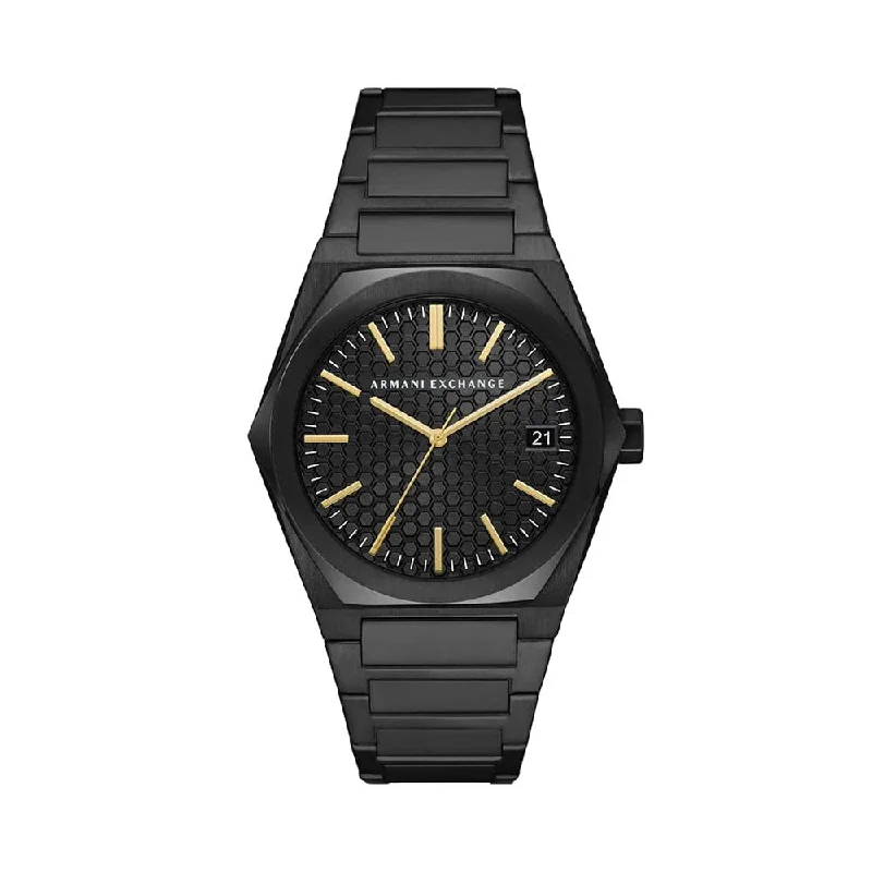 eco-friendly smartwatches with solar charging capabilities-Armani Exchange Geraldo Analog Black Dial Men's Watch-AX2812