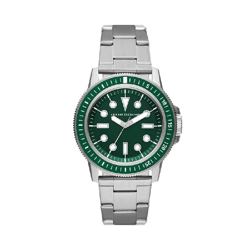 solar-powered watches with minimalist design for daily wear-Armani Exchange Leonardo Analog Green Dial Men's Watch-AX1860