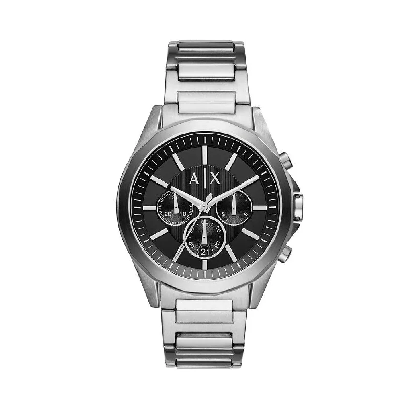 hybrid watches for women with advanced tracking and elegant design-Armani Exchange Men Drexler Round Black Watches AX2600