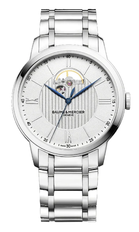 women’s watches with bold face and silver-tone bands-Baume & Mercier Classima Stainless Steel Automatic Silver Dial Mens Watch M0A10525