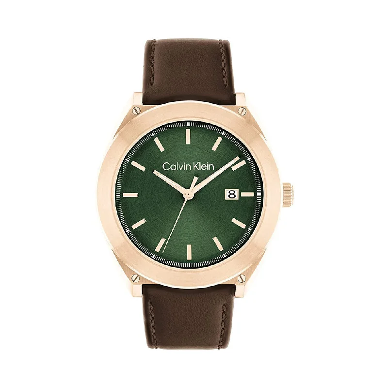 men’s watches with leather straps and date and time functions-Calvin Klein Casual Essentials Analog Green Dial Men's Watch-25200202