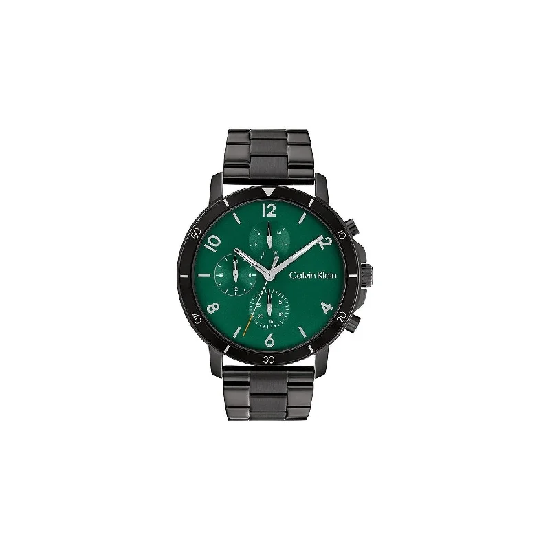 stylish hybrid watches with fitness tracking and sleek design-Calvin Klein Gauge Sport Analog Green Dial Men's Watch-25200069