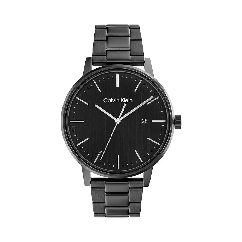 fitness watches with sleep monitoring and stress relief features-CALVIN KLEIN Linked Analog Black Dial Men's Watch-25200057