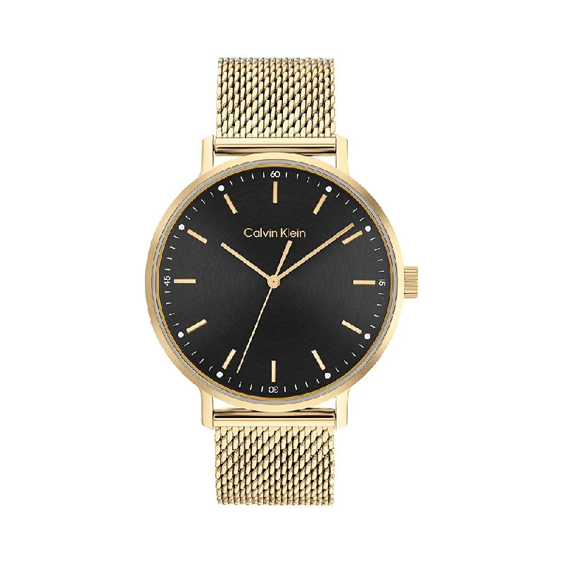 solar-powered watches for outdoor adventures and eco-conscious individuals-CALVIN KLEIN Modern Analog Black Dial Men's Watch-25200049