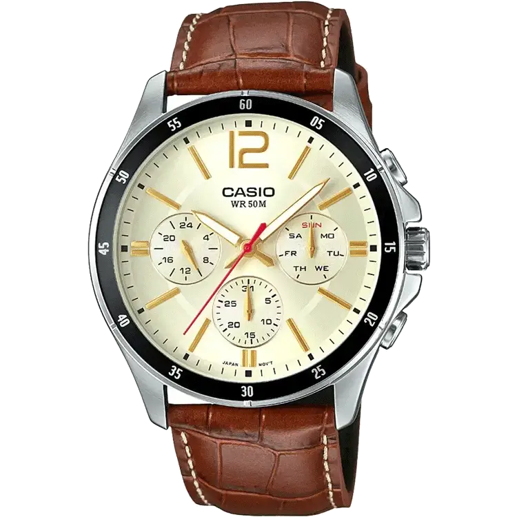 fitness watches for men with advanced workout and health tracking-Casio A1046 MTP-1374L-9A2VDF Enticer Men