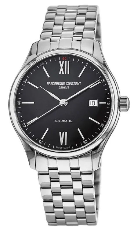 luxury watches with automatic movement and stainless steel bands-Frederique Constant Classics Index Automatic Stainless Steel Black Dial Date Mens Watch FC-303BN5B6B