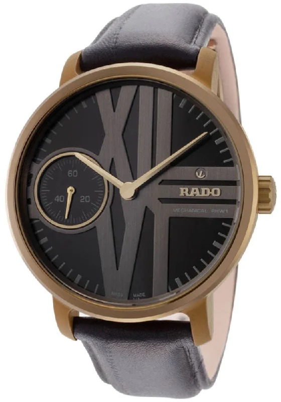 hybrid smartwatches with touch screen and fitness tracking-Limited Edition Rado DiaMaster RHW1 XXL Bronze Colored Ultra-Light High-Tech Ceramic Black Leather Black Dial Manual-Winding Mens Watch R14586155