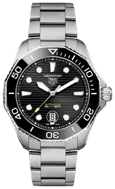 luxury watches for men with automatic movement and leather bands-TAG Heuer Aquaracer Professional 300 Automatic Stainless Steel Black Dial Date Divers Mens Watch WBP201A.BA0632