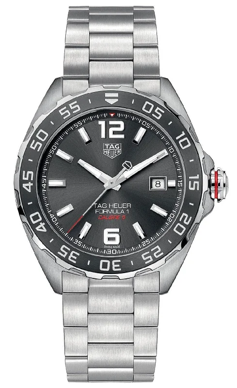 fitness watches with advanced analytics for runners and athletes-TAG Heuer Formula 1 Automatic Stainless Steel Gray Dial Date Divers Mens Watch WAZ2011.BA0842