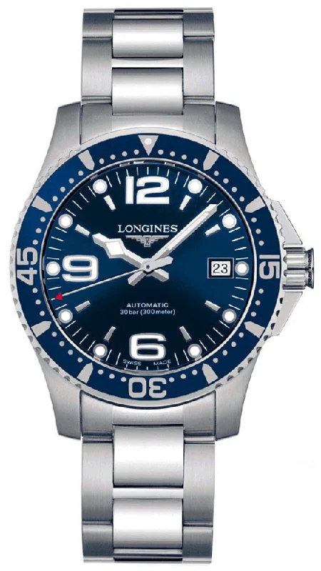 luxury watches with automatic movement and stainless steel bands-Longines HydroConquest Automatic Stainless Steel Blue Dial Date Divers Mens Watch L3.641.4.96.6