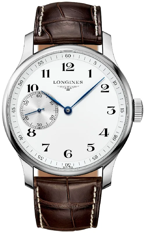 women’s watches with minimalist design and slim profile-Longines Master Collection Manual Wind 47mm Stainless Steel Case White Dial Brown Leather Mens Watch L2.841.4.18.3