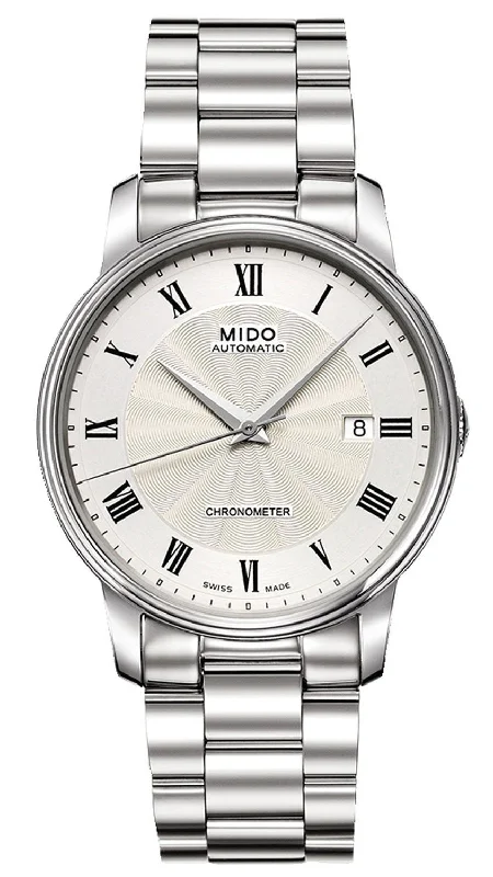 stylish sport watches for men with advanced health features-Mido Baroncelli Automatic Stainless Steel Chronometer Silver Dial Date Mens Watch M010.408.11.033.00