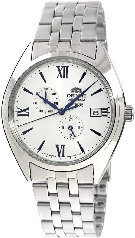 titanium watches for men with lightweight and durable design-Orient Tristar Automatic Stainless Steel White Dial Day-Date Mens Watch RA-AK0506S10B