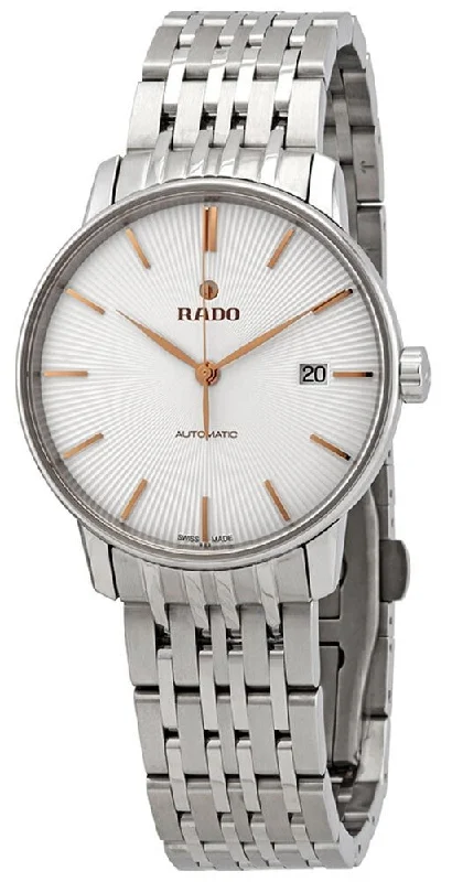 men’s smartwatches with health monitoring and message alerts-Rado Coupole Classic Automatic Stainless Steel Silver Dial Date Mens Watch R22860024