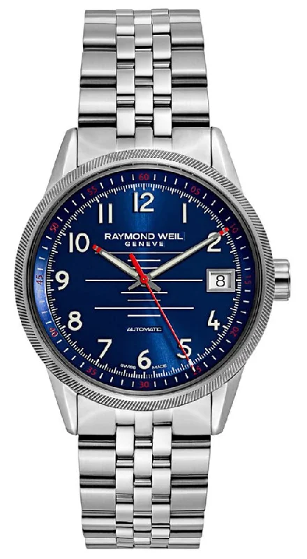 solar-powered watches for outdoor adventures with eco-friendly features-Raymond Weil Freelancer Automatic Stainless Steel Mens Watch Blue Dial Calendar 2754-ST-05500