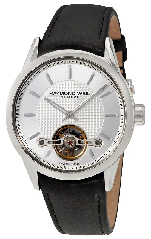 digital smartwatches for women with heart rate, weather, and fitness tracking-Raymond Weil Freelancer Automatic Stainless Steel Silver Dial Black Leather Strap Mens Watch 2780-STC-65001