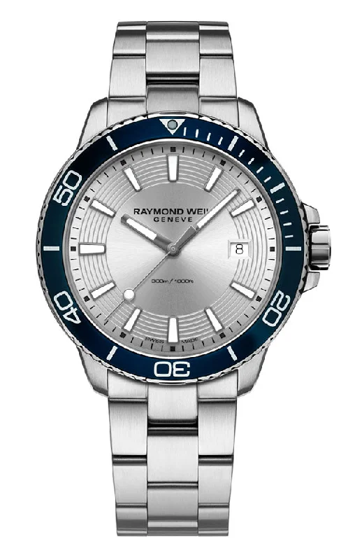 hybrid watches for women with classic face and modern tracking features-Raymond Weil Tango Stainless Steel Silver Dial Date Quartz Divers Mens Watch 8260-ST9-65001