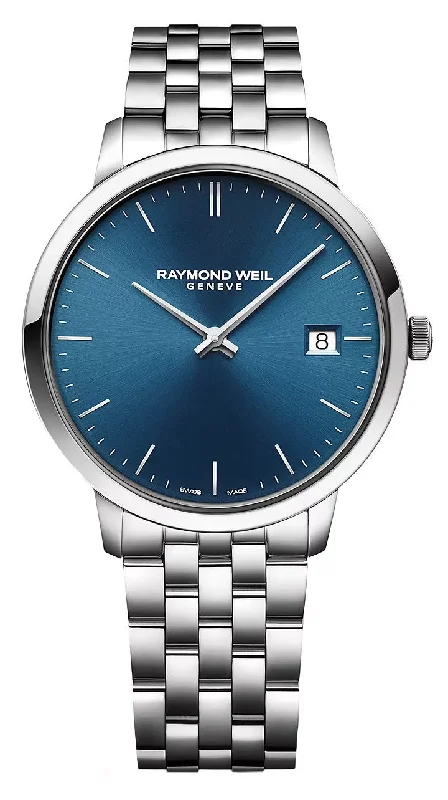 men’s watches with built-in GPS and fitness tracking-Raymond Weil Toccata Stainless Steel Blue Dial Date Quartz Mens Watch 5585-ST-50001