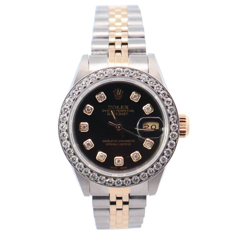 hybrid watches for women with classic face and modern tracking features-Rolex Datejust 26mm Black Dial Watch Ref# 69173