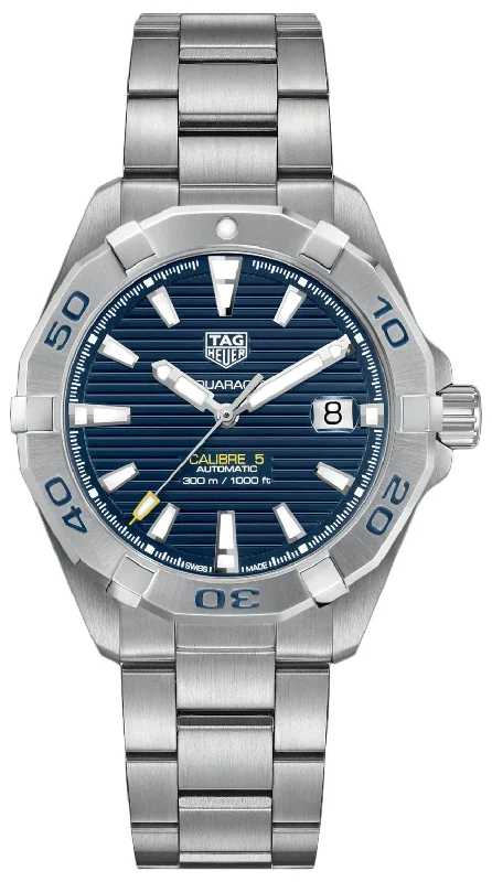 digital sport watches with pedometer and workout tracking functions-TAG Heuer Aquaracer Automatic Stainless Steel Blue Dial Date Divers Mens Watch WBD2112.BA0928