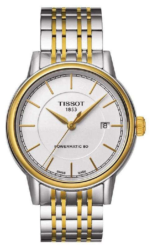 smartwatches for fitness with heart rate, workout, and sleep features-Tissot Carson Two Tone Stainless Steel Automatic White Dial Date Mens Watch T0854072201100